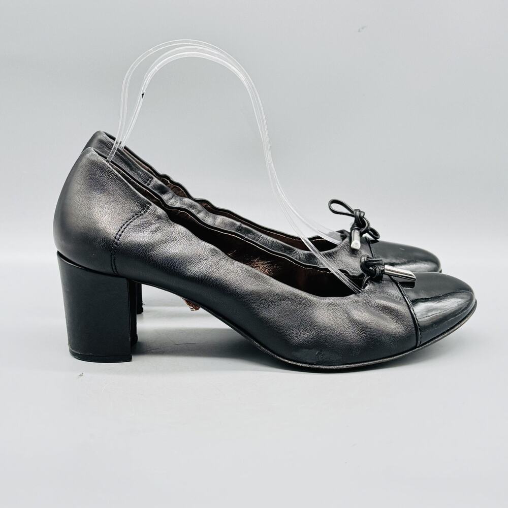 AGL Attilio Giusti Leombruni Shoes Women 9 Black Leather Cap Toe Heel Dress Pump